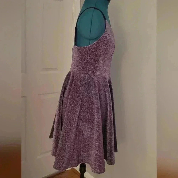 NWT Purple Sparkly Size Large (8-10) Skater Dress - Picture 3 of 5